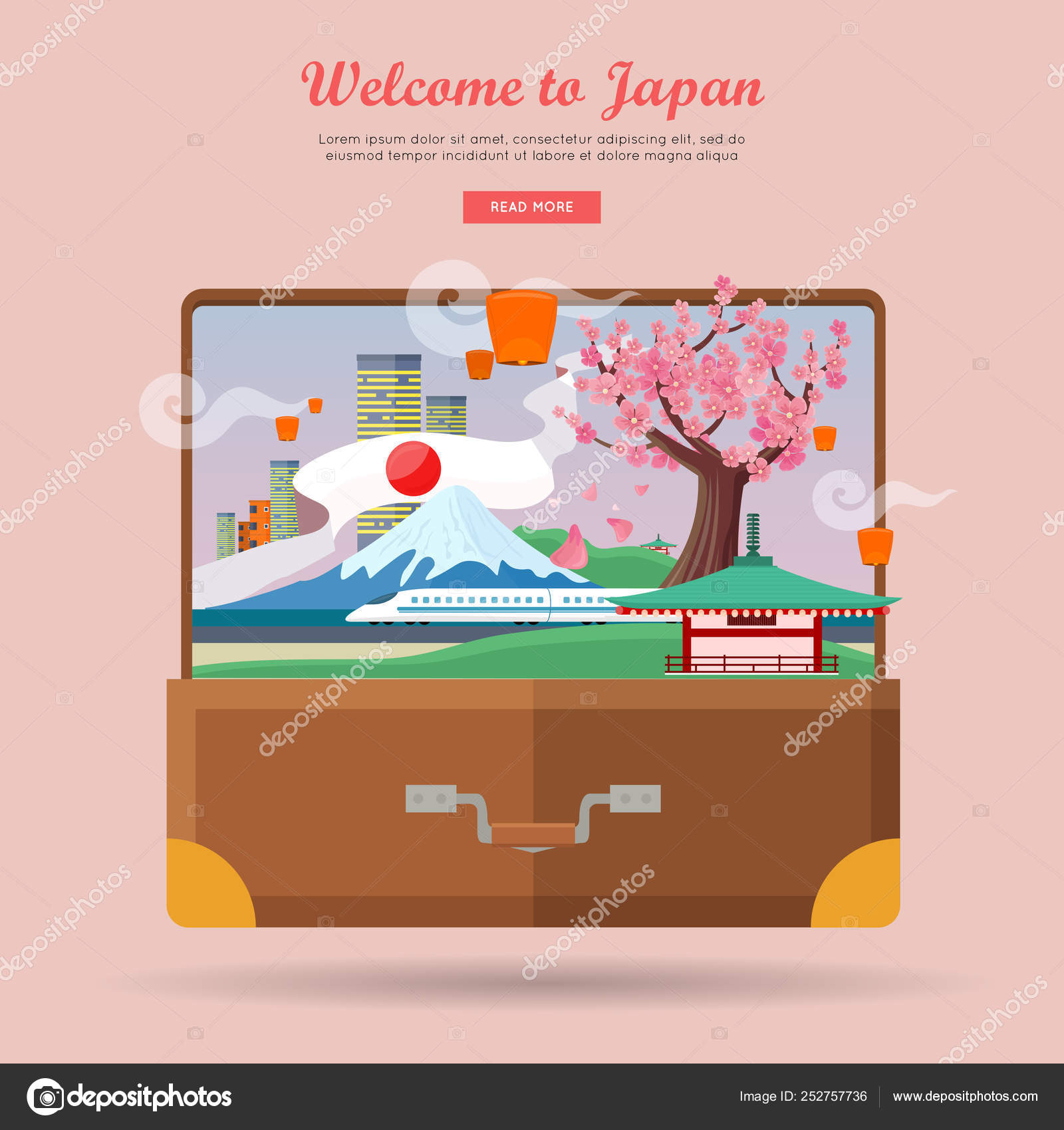 ようこそ日本へ 旅行のポスター ストックベクター C Robuart 252757736