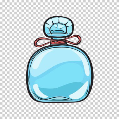Mavi cam şişe parfüm illüstrasyon izole
