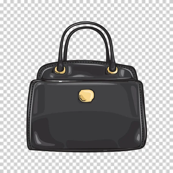 Noir Lady s Bag Fermer Accessoire de mode Plat — Image vectorielle