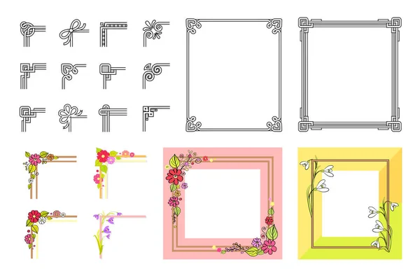 Decorative Colorful Frame Collection on White — Stock Vector
