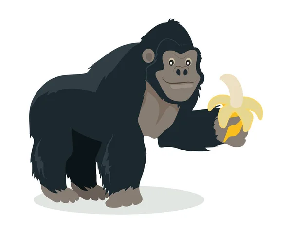 Icona cartone animato Gorilla in design piatto — Vettoriale Stock