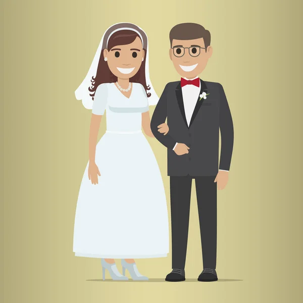 Banner web del día de la boda. Recién casados Pareja Diseño — Vector de stock