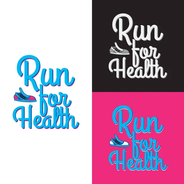 Corri per la salute. Raccolta di tre logotipi — Vettoriale Stock