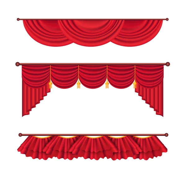大红色的窗帘和戏台矢量集 — 图库矢量图片