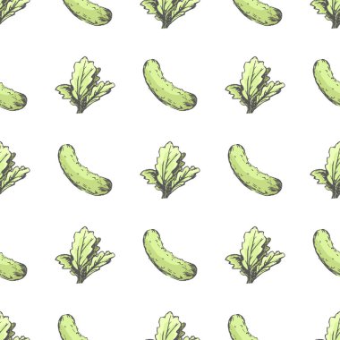 Taze salatalık ve yapraklı marul Seamless Modeli