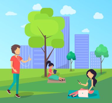 Şehir Park ücretsiz Wi-Fi bölgedeki insanlar