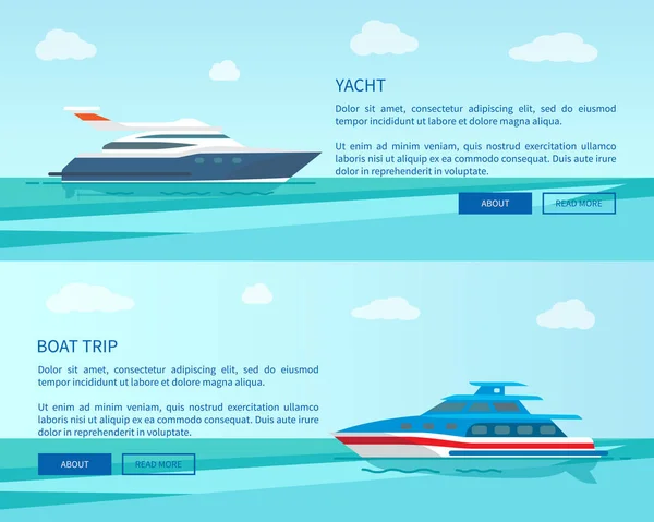 Yate moderno para paseo marítimo y promoción de viajes en barco — Vector de stock
