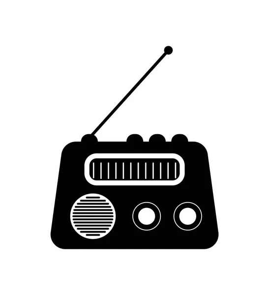 Ícone de rádio, Símbolo de mídia negra, Vetor de alto-falante — Vetor de Stock