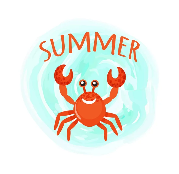 Caranguejo de verão Oceanic subaquático Cartoon Animal —  Vetores de Stock