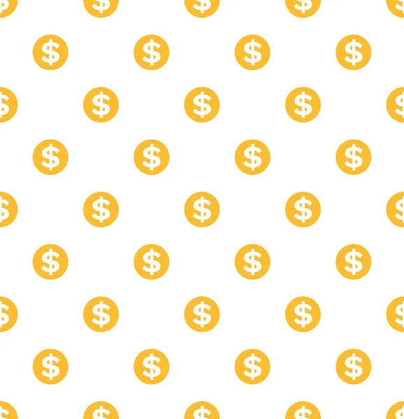 ドルのシームレスなパターン, 金のコインのお金の利益 — ストックベクタ