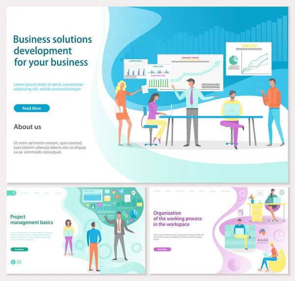 Business Solution voor ontwikkeling, landing page — Stockvector