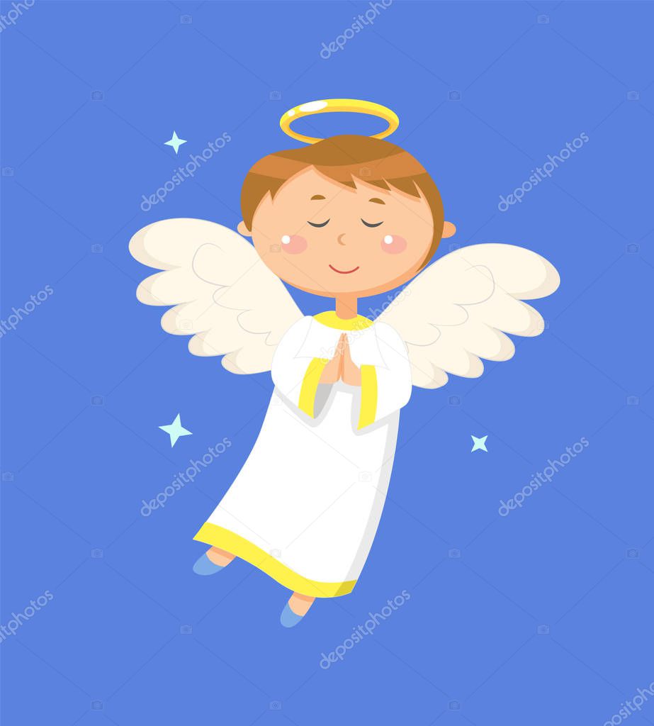 Calm Boy Angel Praying, Peaceful Angelic Child