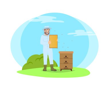 Beekeeper giyen üniforma vektör Illustration