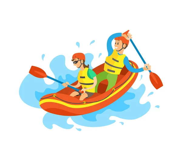 Extreme Tourism, Rubber Boat, Rafting Sport Vector — Stock Vector