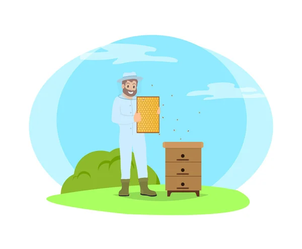 Η στολή μελισσοκόμος φορώντας ομοιόμορφη απεικόνιση διάνυσμα — Διανυσματικό Αρχείο