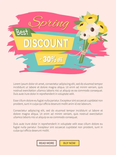 Página web Mejor Primavera Descuento y Flores Vector — Vector de stock