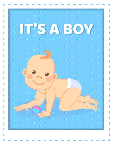 Sa carte de vœux garçon, bébé de six mois à genoux — Image vectorielle