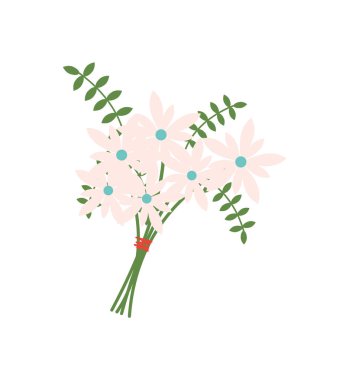 Buket çiçek ve dolum deri Fern ile