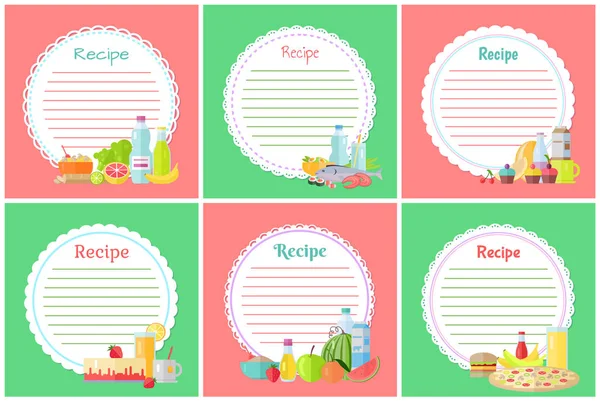 Receta de preparación de alimentos y conjunto de alimentos Banners Set — Vector de stock