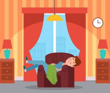 Uyku çocuk üzerinde koltuk, Iç Oda vector