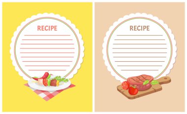 Reçete menü mockup tabak gıda malzemeler ile