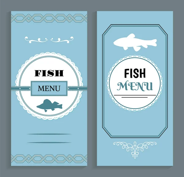 Plantilla de menú de pescado, Vector Lista de platos de mariscos — Vector de stock