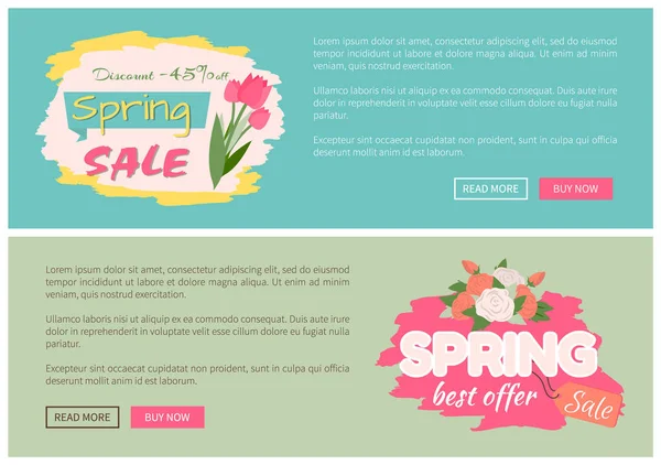 Etiqueta de primavera con flores, Vector de oferta web — Vector de stock
