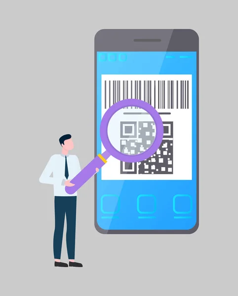 Online nakupování a vyhledávání produktů, smartphone — Stockový vektor