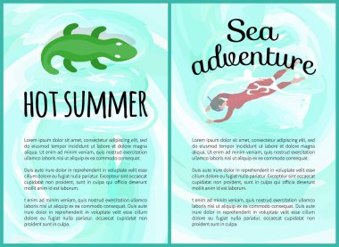 Sıcak yaz ve sıcak maceralar metin posterler seti