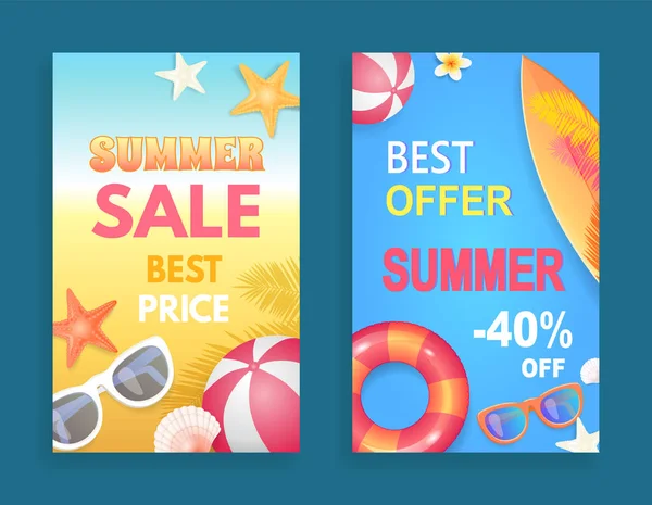 Bestes Angebot Sommer Verkauf Set Vektor Illustration — Stockvektor