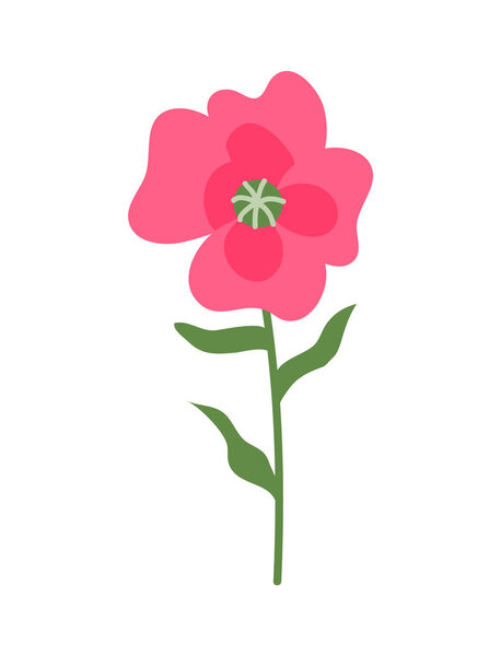 Pink Flower on Thin Stable, Flora Decoration Icon