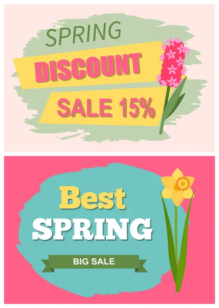 Etiqueta de primavera con flores, Vector de oferta web — Vector de stock