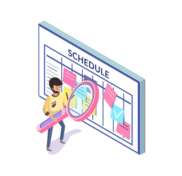 Horaire ou gestion du temps, organisateur ou calendrier — Image vectorielle