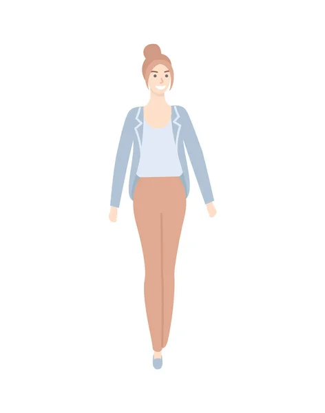 Женщина в повседневной одежде и брюках изолированные — стоковый вектор
