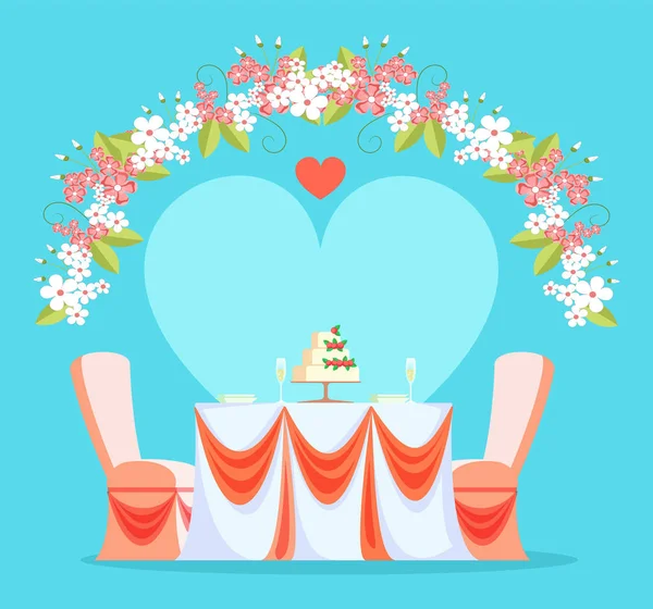 Table et chaises de réception de mariage de restaurant — Image vectorielle