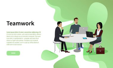 Işletme web sitesi sayfasında takım çalışması ve Işbirliği