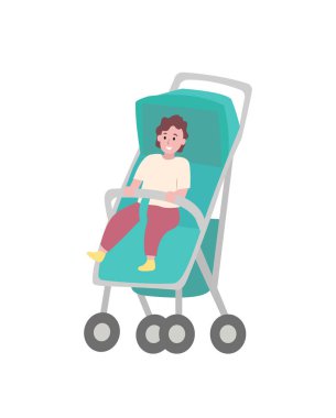 Çocuk arabası izole karikatür bebek oturan