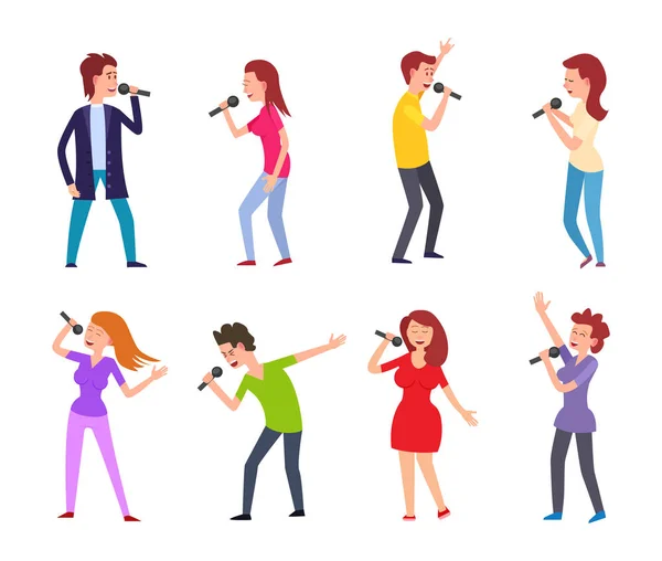 Zene Singers férfi és nő előadók szett — Stock Vector