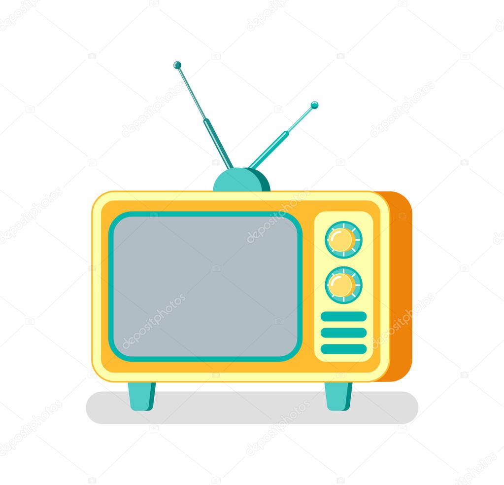 Television with Antenna Old Fashioned TV Set Icon