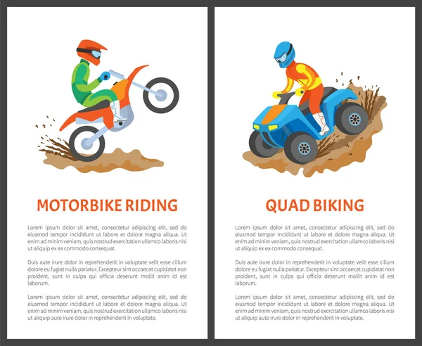 Man Driving on Motorcycle, Extreme Sport Vector — Stock Vector