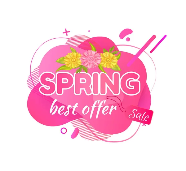Mejor Banner de Primavera con Texto y Flores — Vector de stock