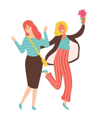 Bahar Çiçekleri ile Redhead ve Blonde Kadınlar