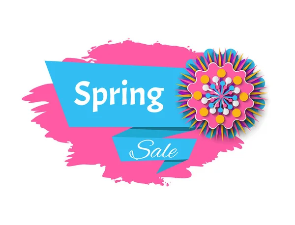 Venta de primavera flor flor, texto de banner de descuento — Vector de stock