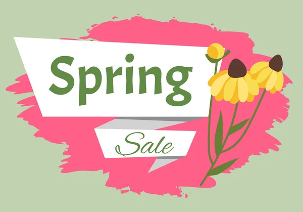 Frühlingsetikett mit Blumen, Web-Angebotsvektor — Stockvektor