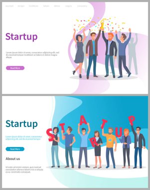 Startup Çalışan İnsanlar Zafer Ödülü Mutlu
