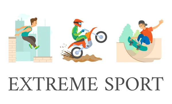 Extreme Sports Activities Parkour Skateboarding — Stock Vector