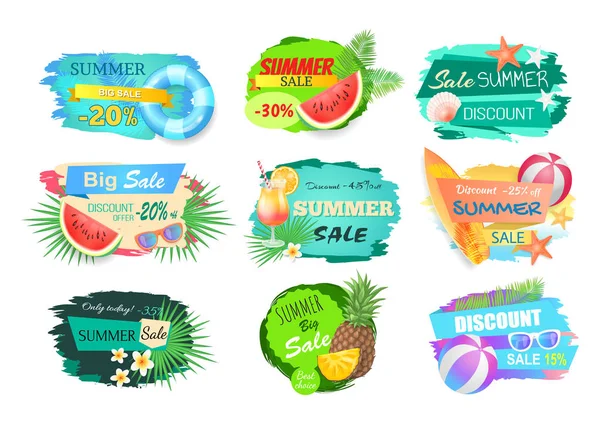 Verão Big Sale Banners Set Vector Ilustração — Vetor de Stock