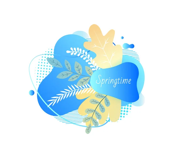 Primavera con decoración floral Banner azul — Vector de stock