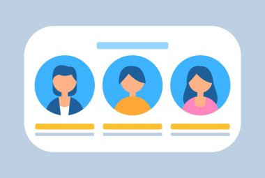 Users Profiles in Row Characters Banner Vector