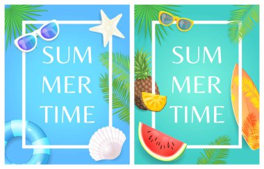 Güneş Gözlüğü ve Karpuz ile Summertime Banners